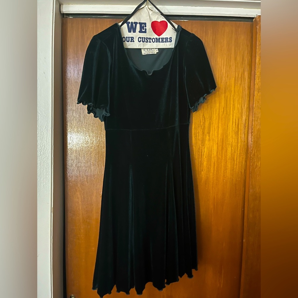 Winter Green Velour Mini Dress